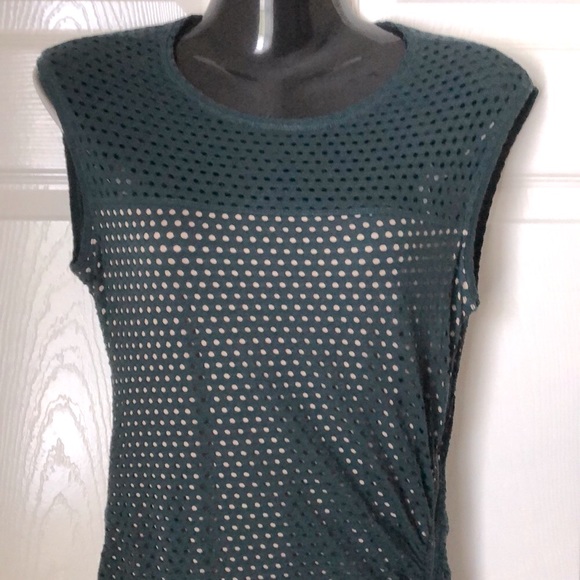 BCBGMAXZARIA Hunter Green ‘Sheer’ Ruched Dress-New - Picture 2 of 5